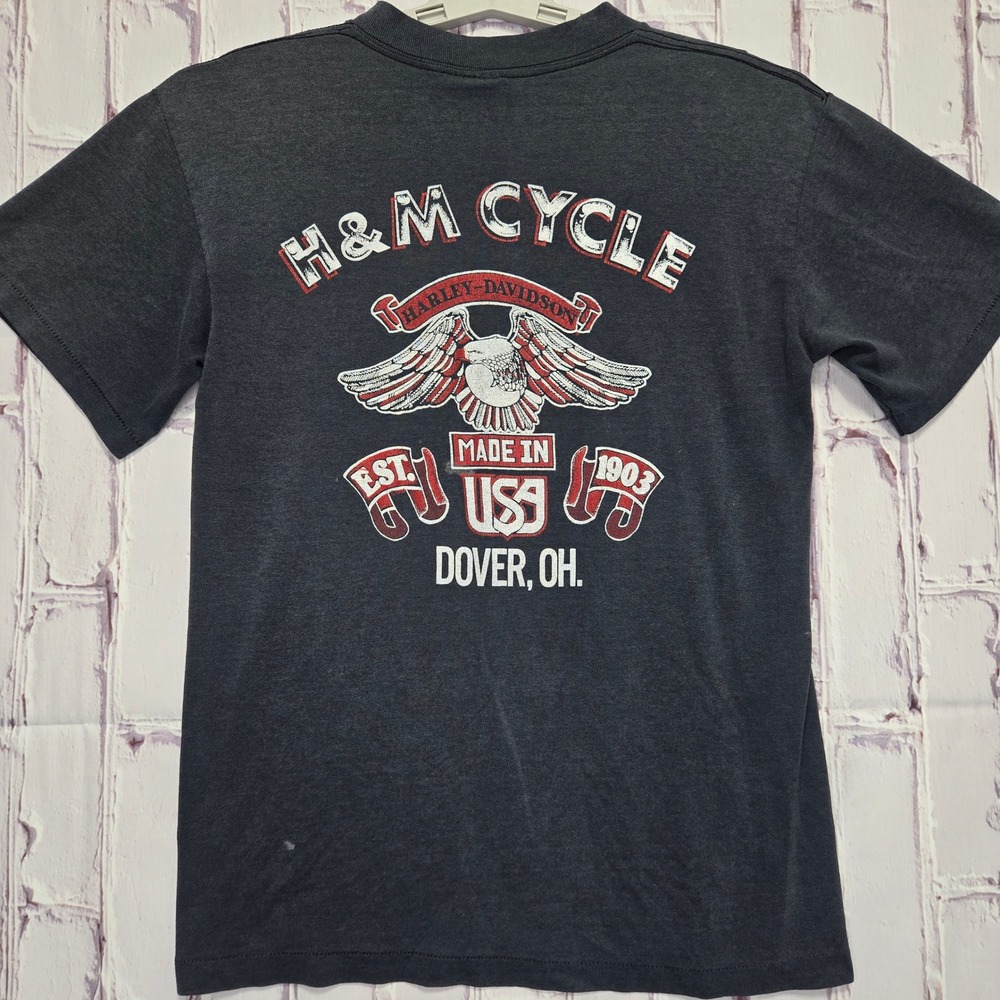 Vintage Harley Davidson Motorcycle Shirt Men M Eagle Distressed Faded USA 90s - Picture 6 of 14